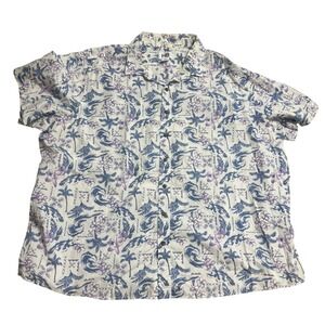 HB Hawaiian Shirt Palm Tree Print Button Up Short Sleeve Casual 3XL